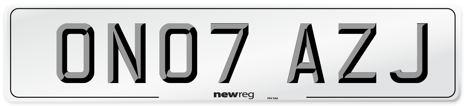 ON07 AZJ Number Plate from New Reg
